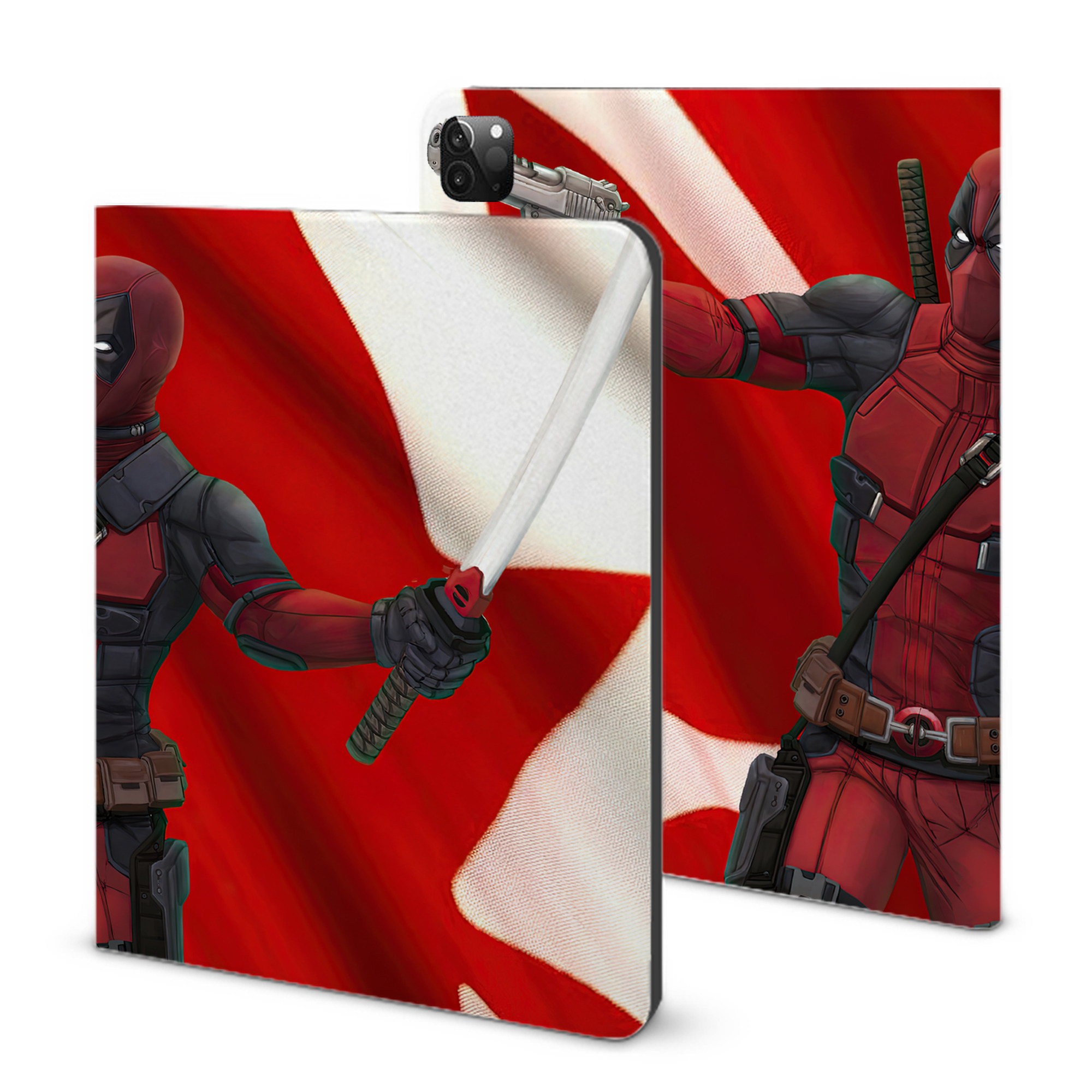 （画像用） Deadpool デッドプール IPadケース ペンホルダー付き ブックスタイルデザイン